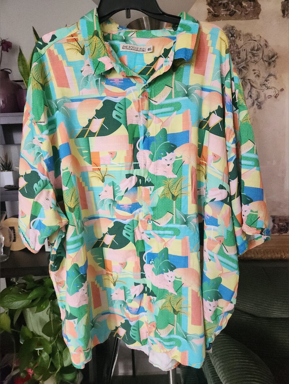 The RSVLTS Big Cat Cabana Bamboo Short Sleeve Shirt